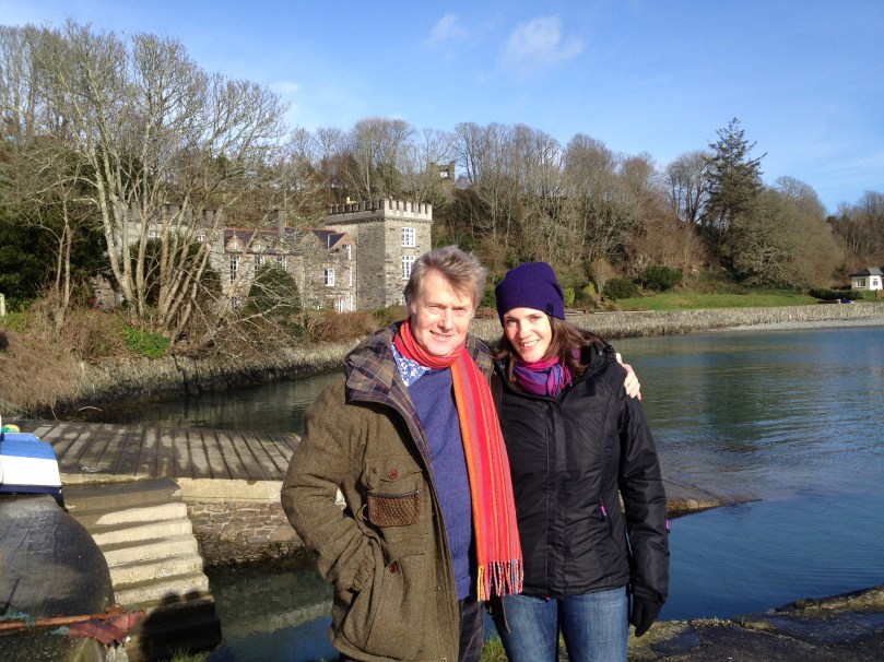 Robert and Phoebe in front of Castle Townshend, now a hotel.