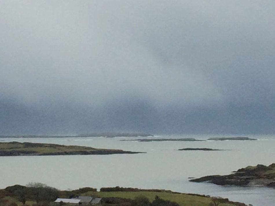 Waves crash against the islands in Roaringwater Bay