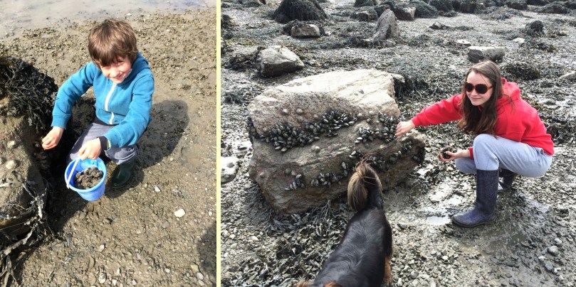 Gabriel and Matilda - hard working mussel pickers!