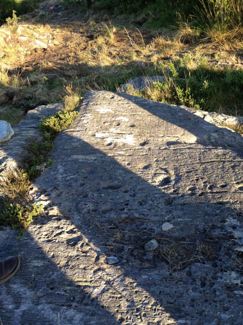 The shadows are from a newly built stone circle
