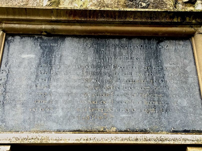 Helen Coppinger's memorial tablet