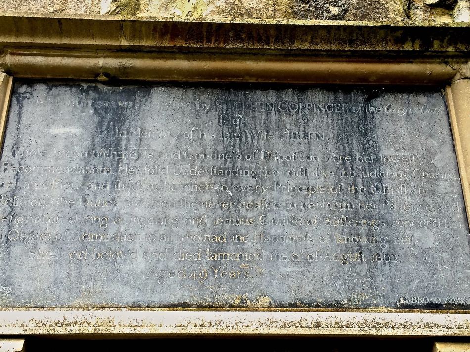 Helen Coppinger's memorial tablet