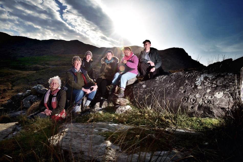 Elizabeth, Robert, Avril, Clare, Finola and Ken. Day 1 Team by Derreeny rock art.