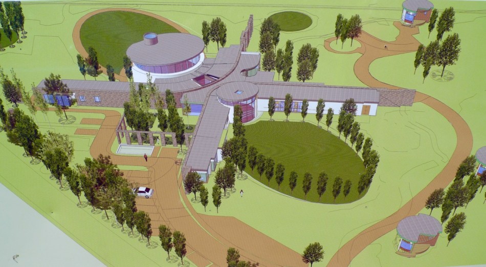 Architect's drawing of the newly completed building