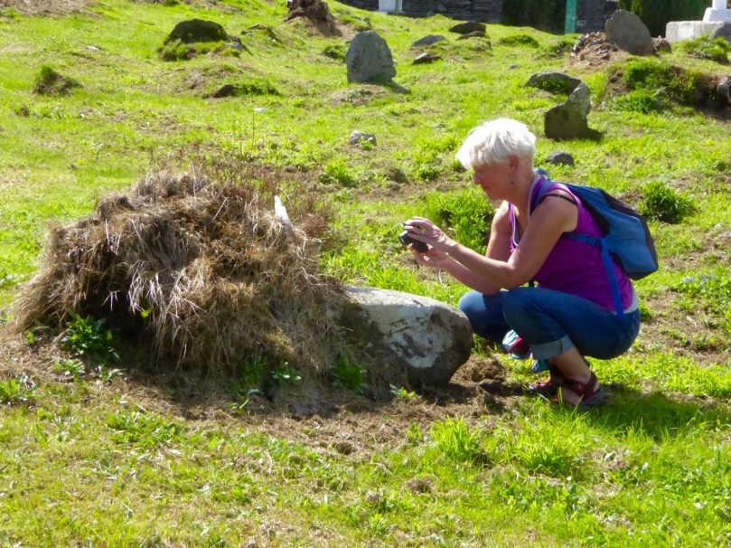 Amanda photographs the bullaun stone