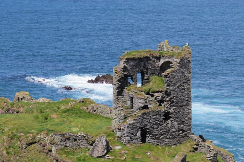 Dún an Óir Castle on Cape Clear Island. The mural stair can be clearly seen