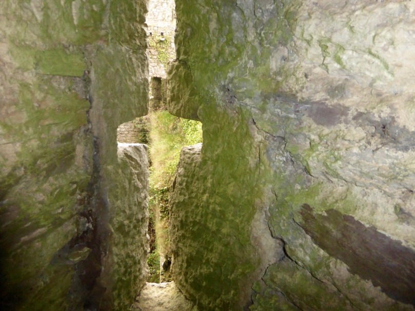 This crosslet provides light for a spiral staircase and allows an archer to shoot from inside the castle