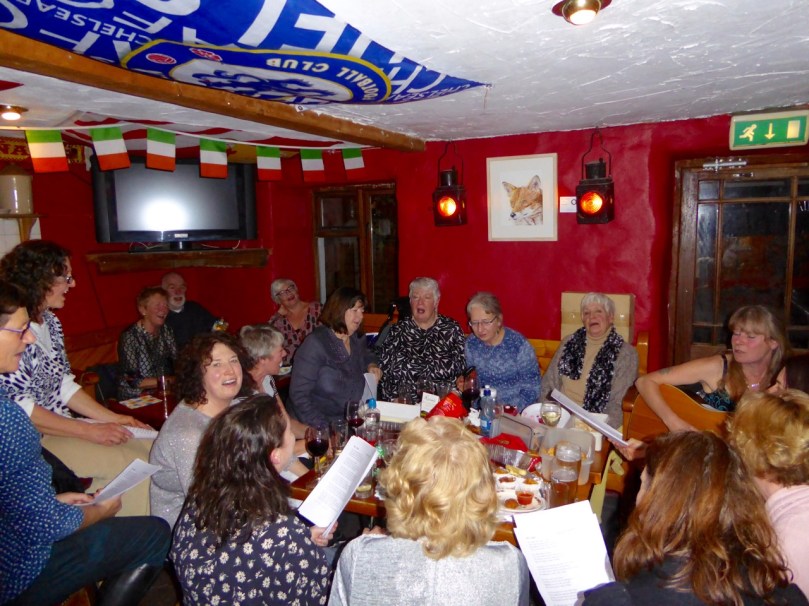 The choir Christmas get-together at Rosie's Pub. My contribution was the black pudding swirls, recipe below.