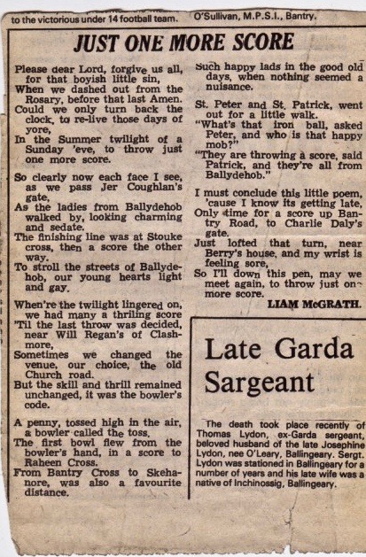 McGrath Poem Just One More Score