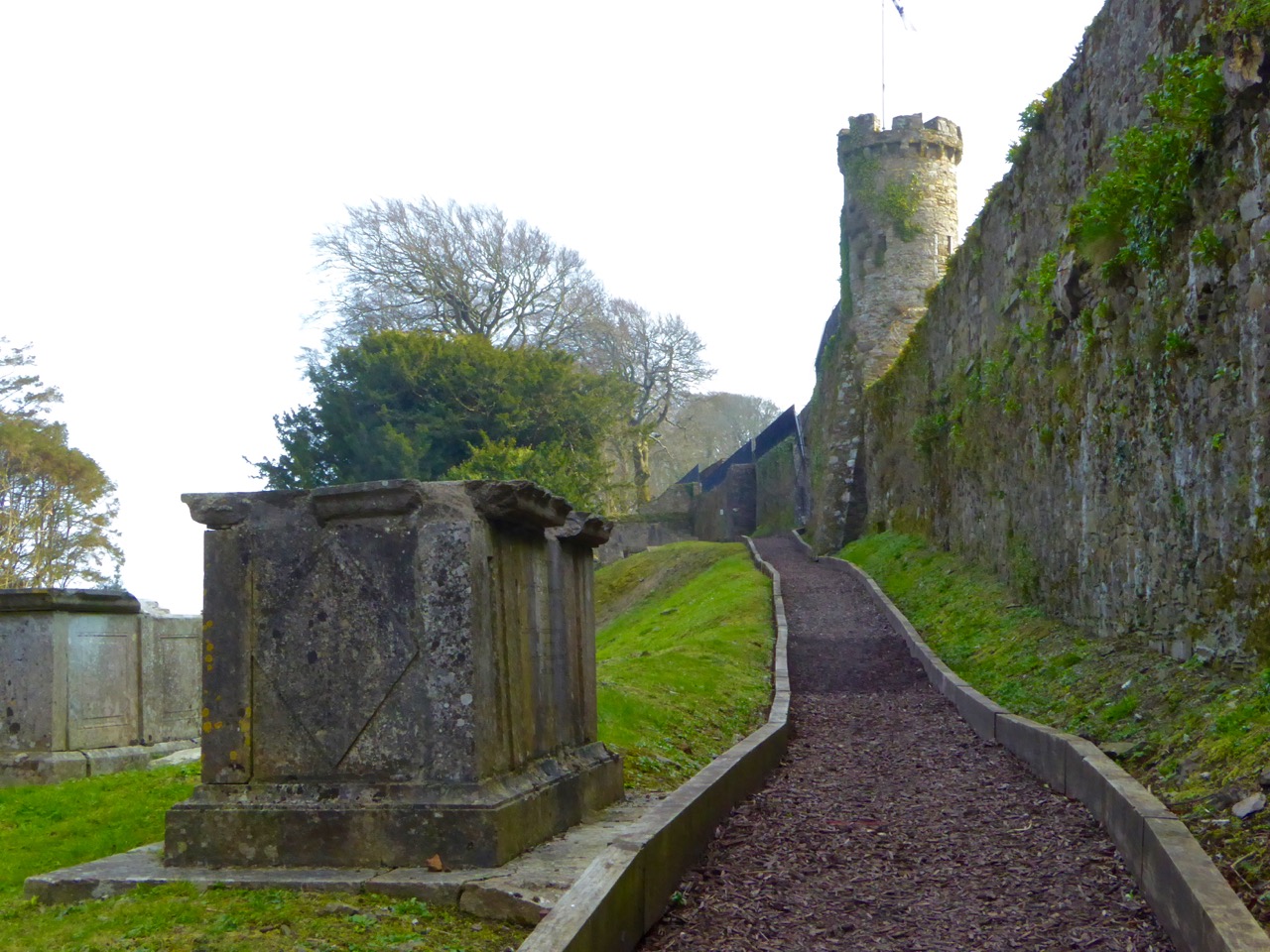 Walls above graveyard