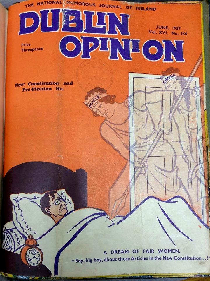 Dublin Opinion cover, 1916, De Valera, Irish women, constitution