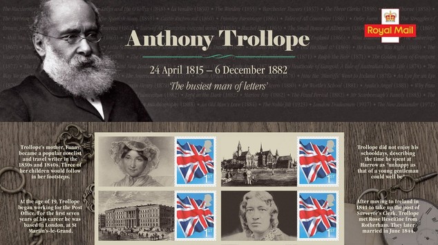 A commemorative sheet of stamps which are going on sale to mark 200 years since the birth of Anthony Trollope (Royal Mail/PA)